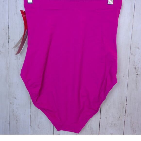 Spanx Let Go Slimming High Rise Shapewear Swim Bottom Berry Pink Womens Size 8 - Picture 2 of 3
